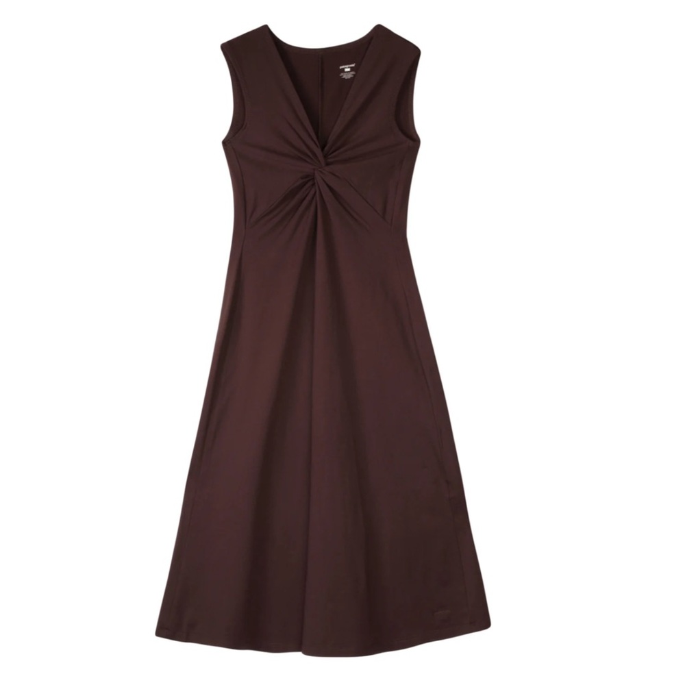 Patagonia  women’s bandha twist sleeveless twist front midi dress sizeM in brown